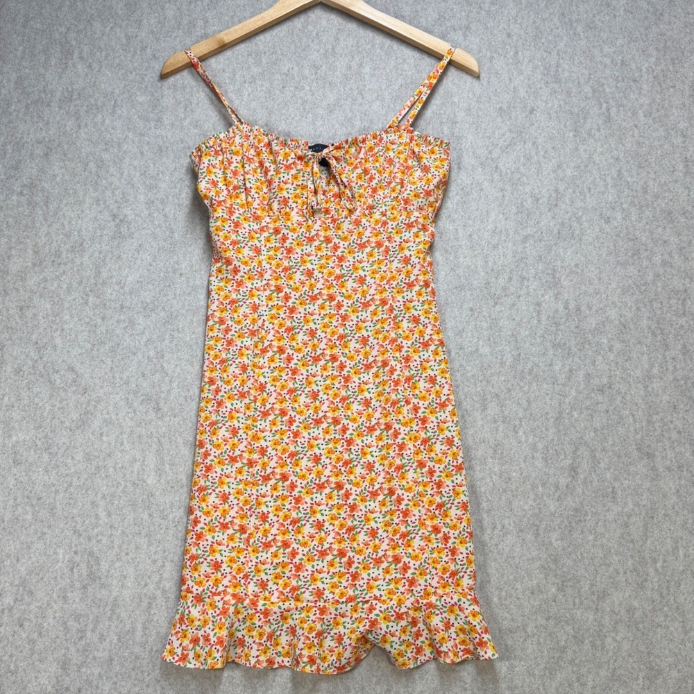ASOS DESIGN‎ Womens Size 2 Orange Floral Cottagecore Summer Mini Dress Soft Girl